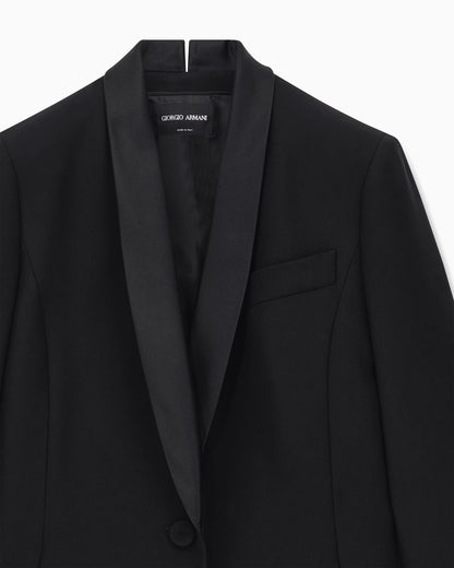 Tuxedo jacket in silk cady with satin shawl collar