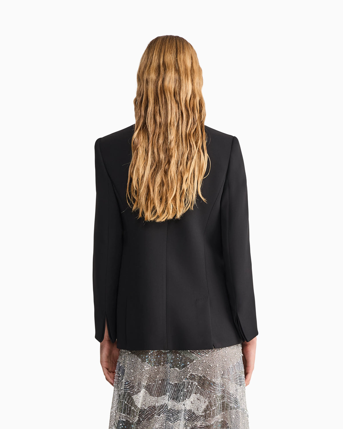 Tuxedo jacket in silk cady with satin shawl collar