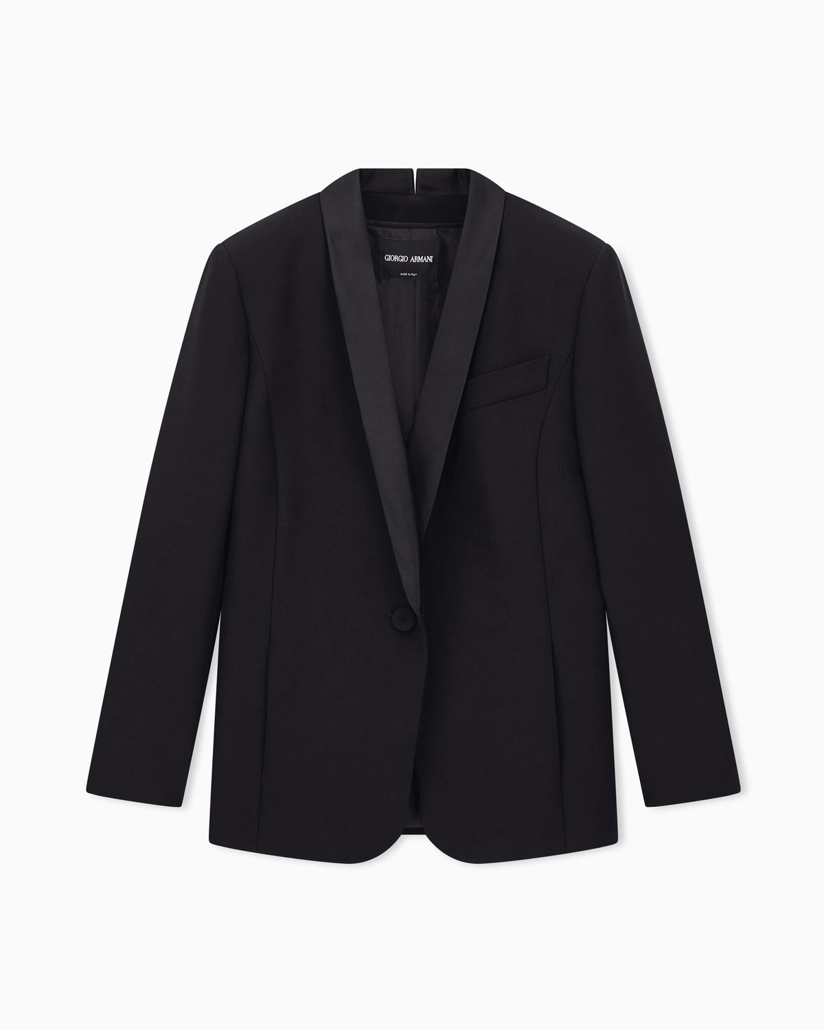 Tuxedo jacket in silk cady with satin shawl collar