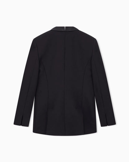 Tuxedo jacket in silk cady with satin shawl collar