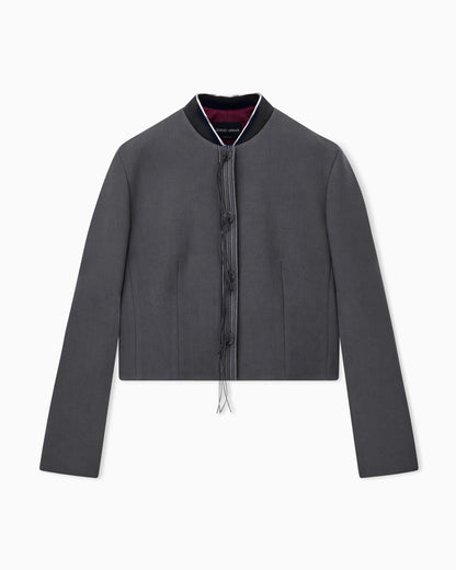 Blazer slim-fit virgin wool with horn buttons and tassels