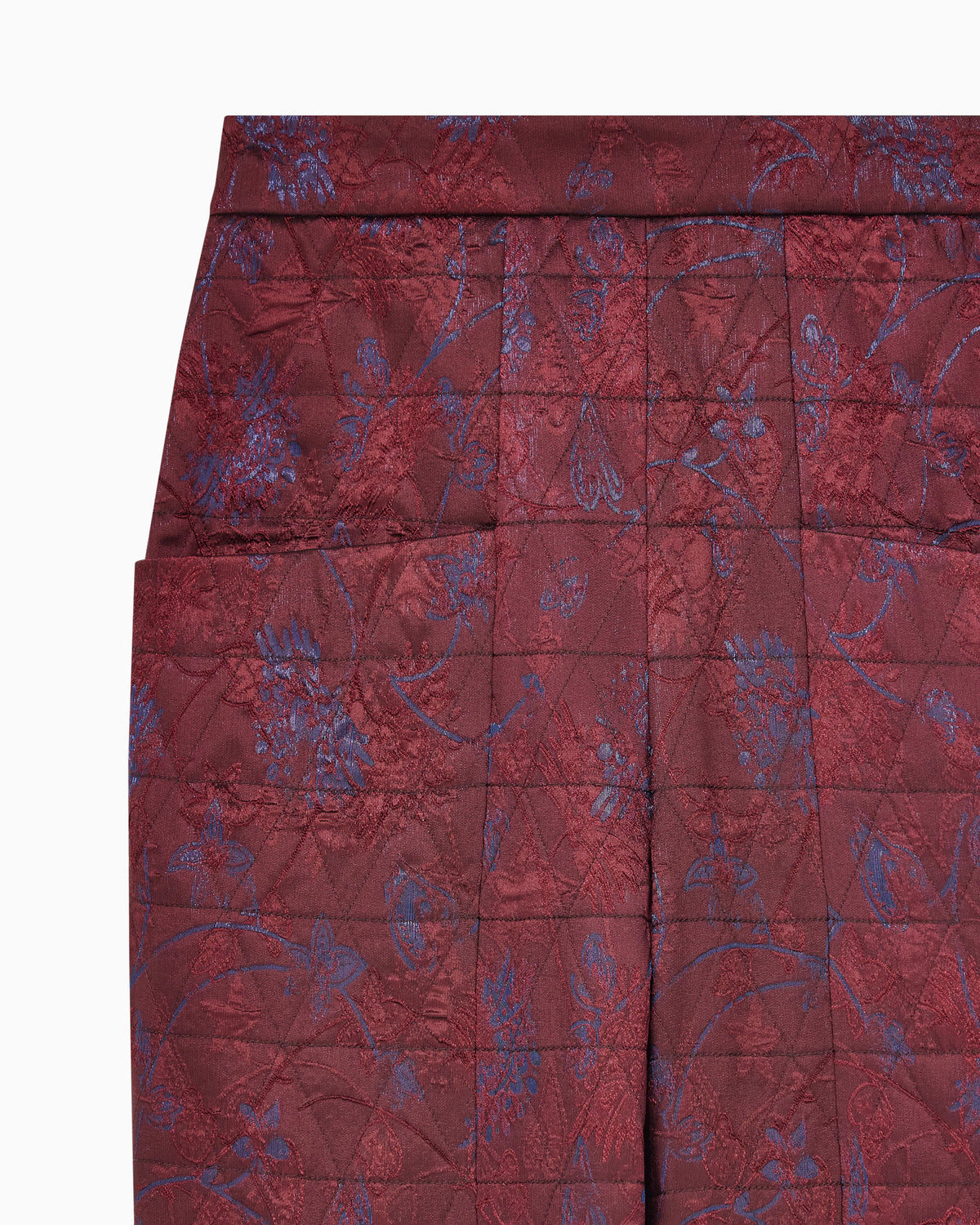 Quilted jacquard lurex pants with ramage pattern