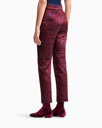 Quilted jacquard lurex pants with ramage pattern