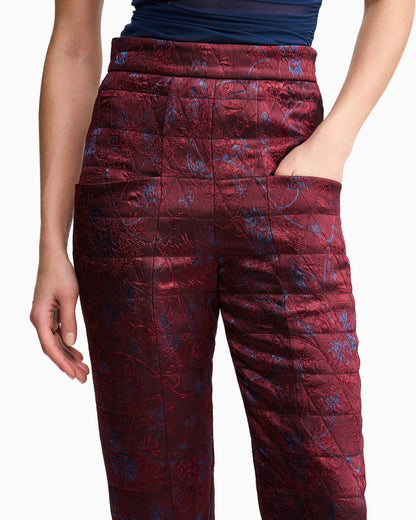 Quilted jacquard lurex pants with ramage pattern