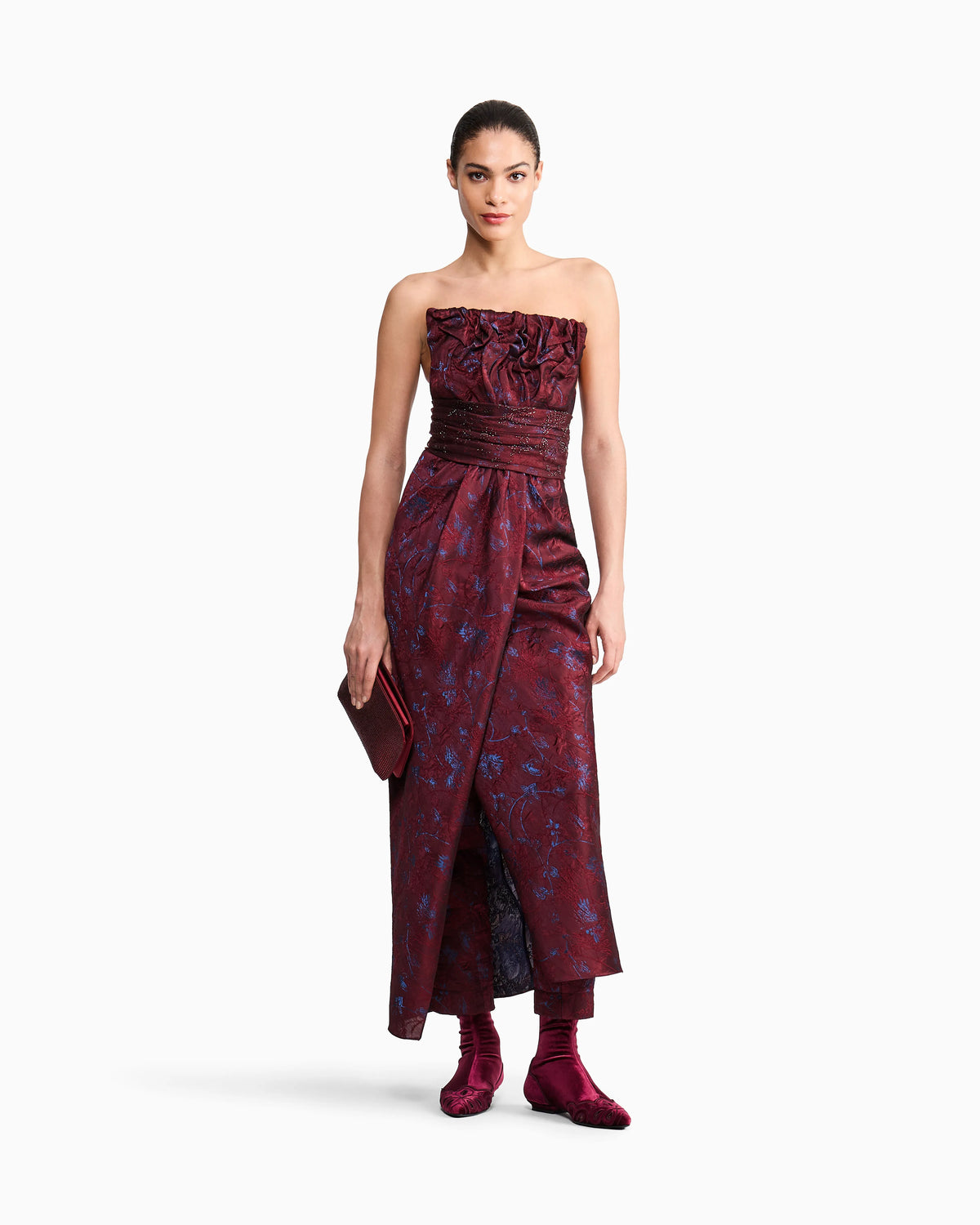 Quilted jacquard lurex pants with ramage pattern