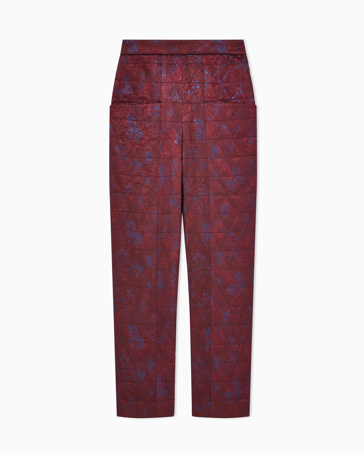 Quilted jacquard lurex pants with ramage pattern