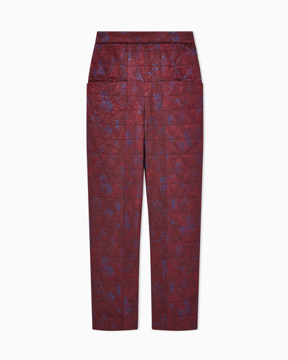 Quilted jacquard lurex pants with ramage pattern