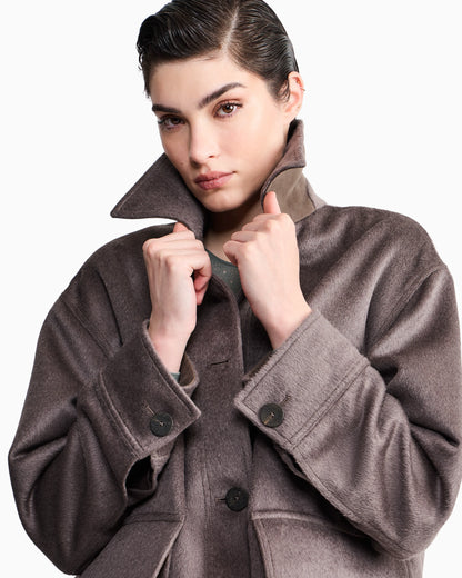 Caban coat regular fit in llama wool with patch pockets