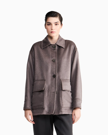 Caban coat regular fit in llama wool with patch pockets