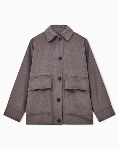 Caban coat regular fit in llama wool with patch pockets