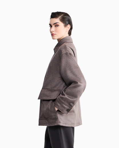 Caban coat regular fit in llama wool with patch pockets