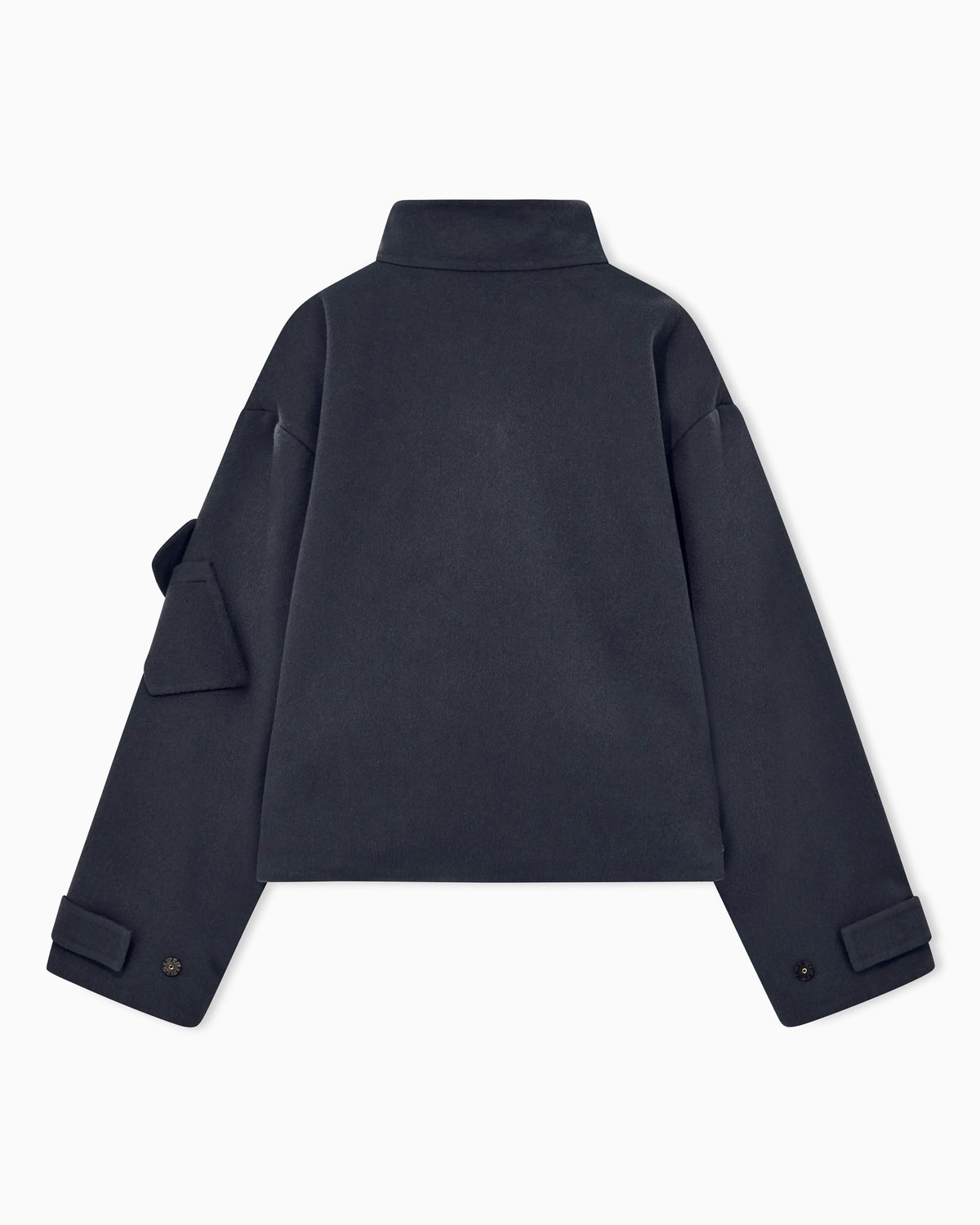 Caban coat double cashmere blouson with stand-up collar