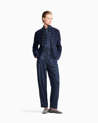 Shirt in denim effect lyocell with neck scarf
