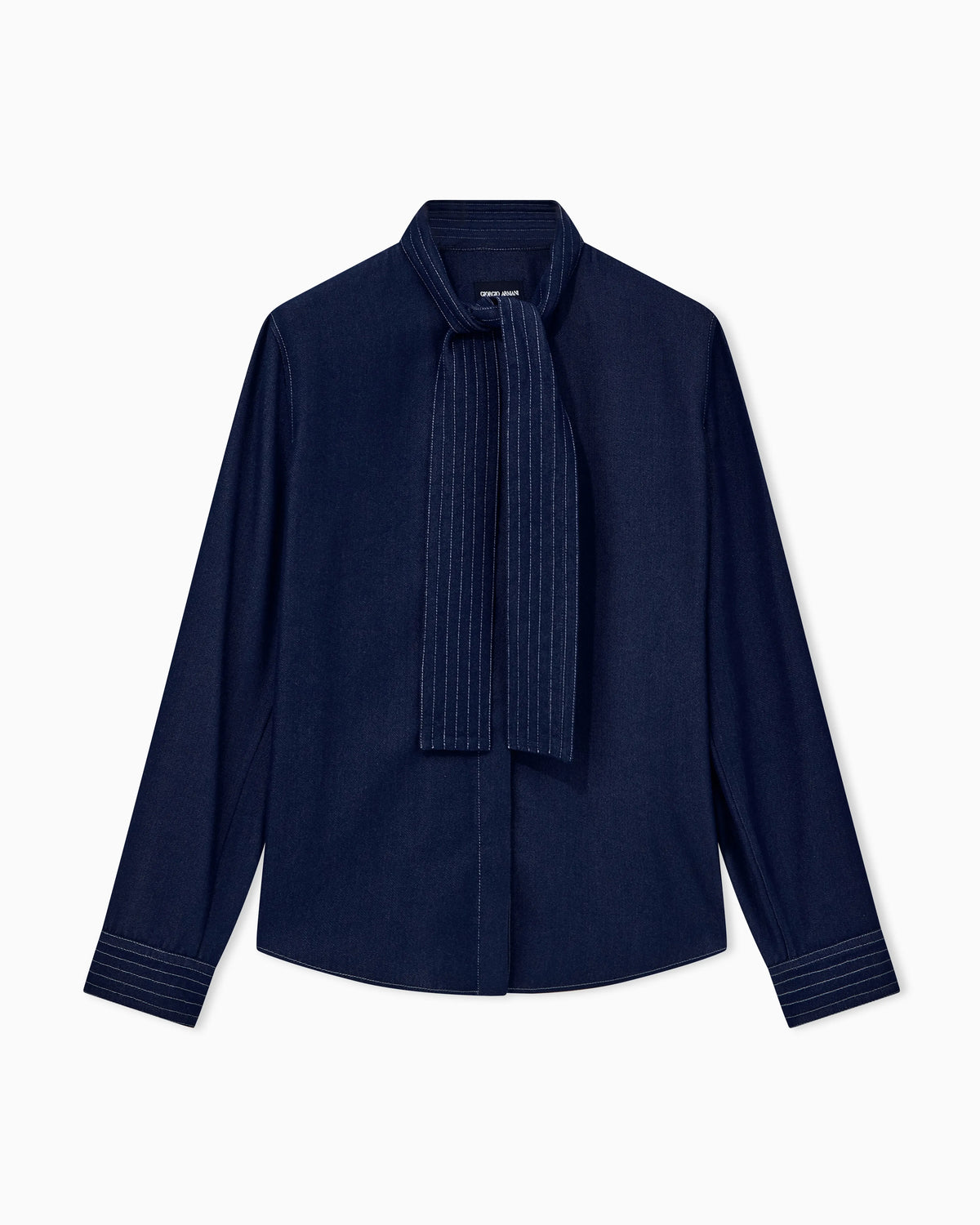 Shirt in denim effect lyocell with neck scarf