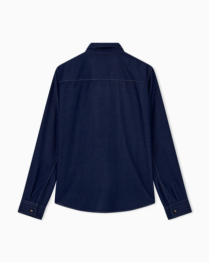 Shirt in denim effect lyocell with neck scarf