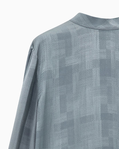 Shirt regular fit in check silk crepe satin with ribbons