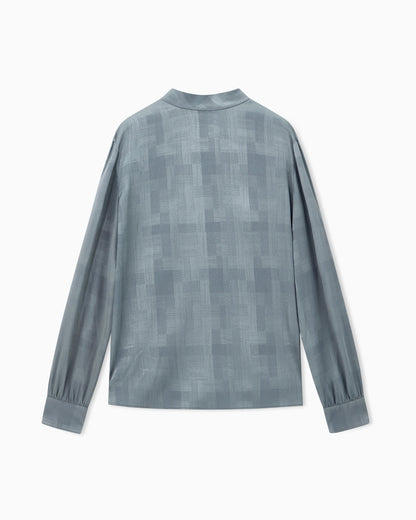 Shirt regular fit in check silk crepe satin with ribbons