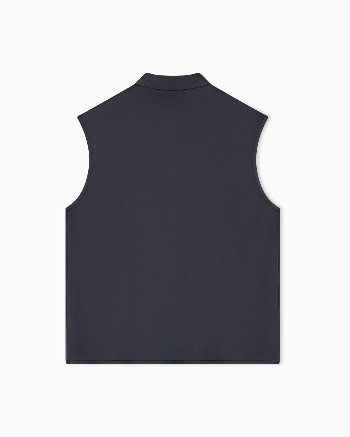 Shirt with sleeveless mandarin collar in double silk satin