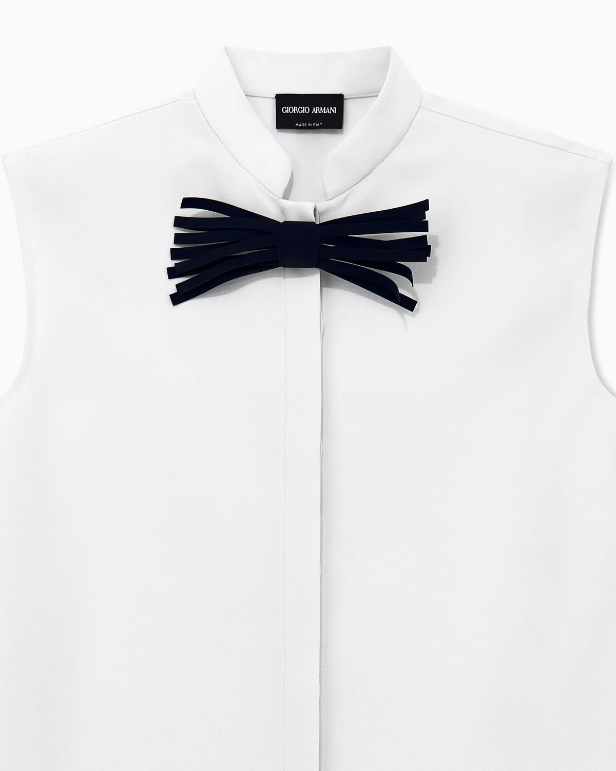 Shirt sleeveless mandarin collar silk cady detachable brooch