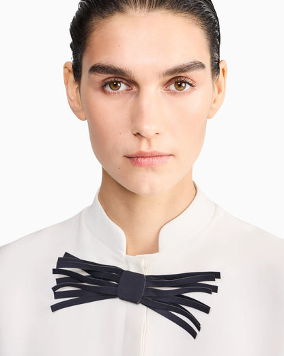 Shirt sleeveless mandarin collar silk cady detachable brooch
