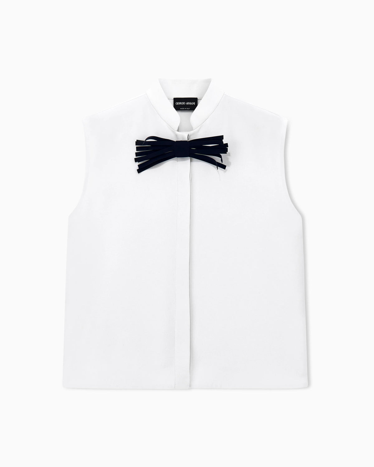 Shirt sleeveless mandarin collar silk cady detachable brooch