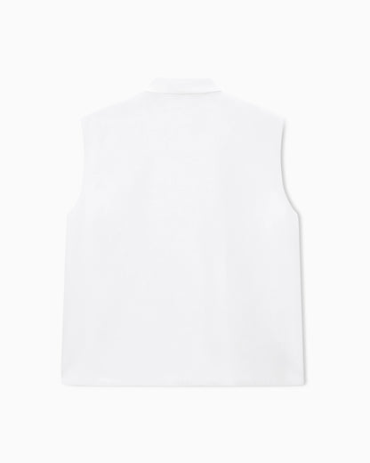 Shirt sleeveless mandarin collar silk cady detachable brooch