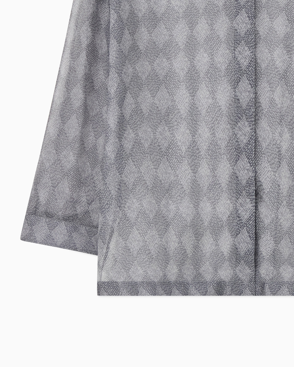 Silk Chiffon Turtleneck Blouse with Argyle Print