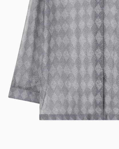 Silk Chiffon Turtleneck Blouse with Argyle Print