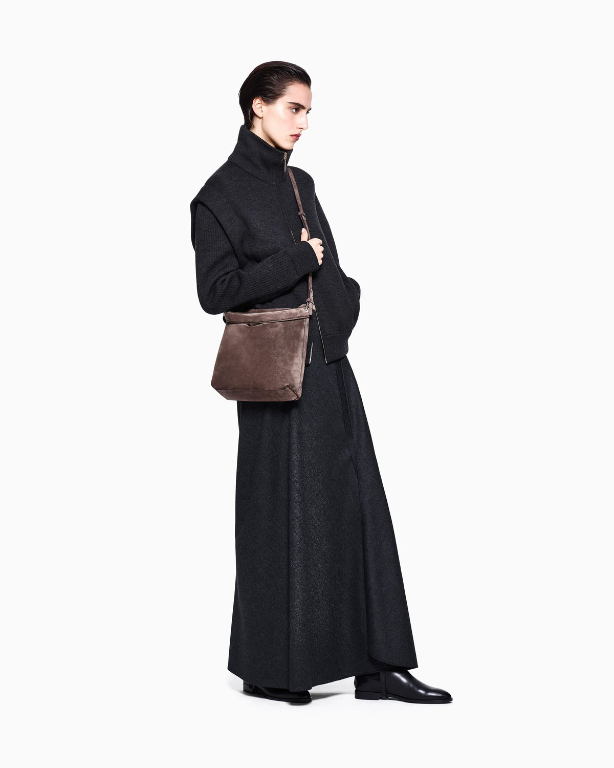 Padded blouson jacket in virgin wool with rib knit sleeves