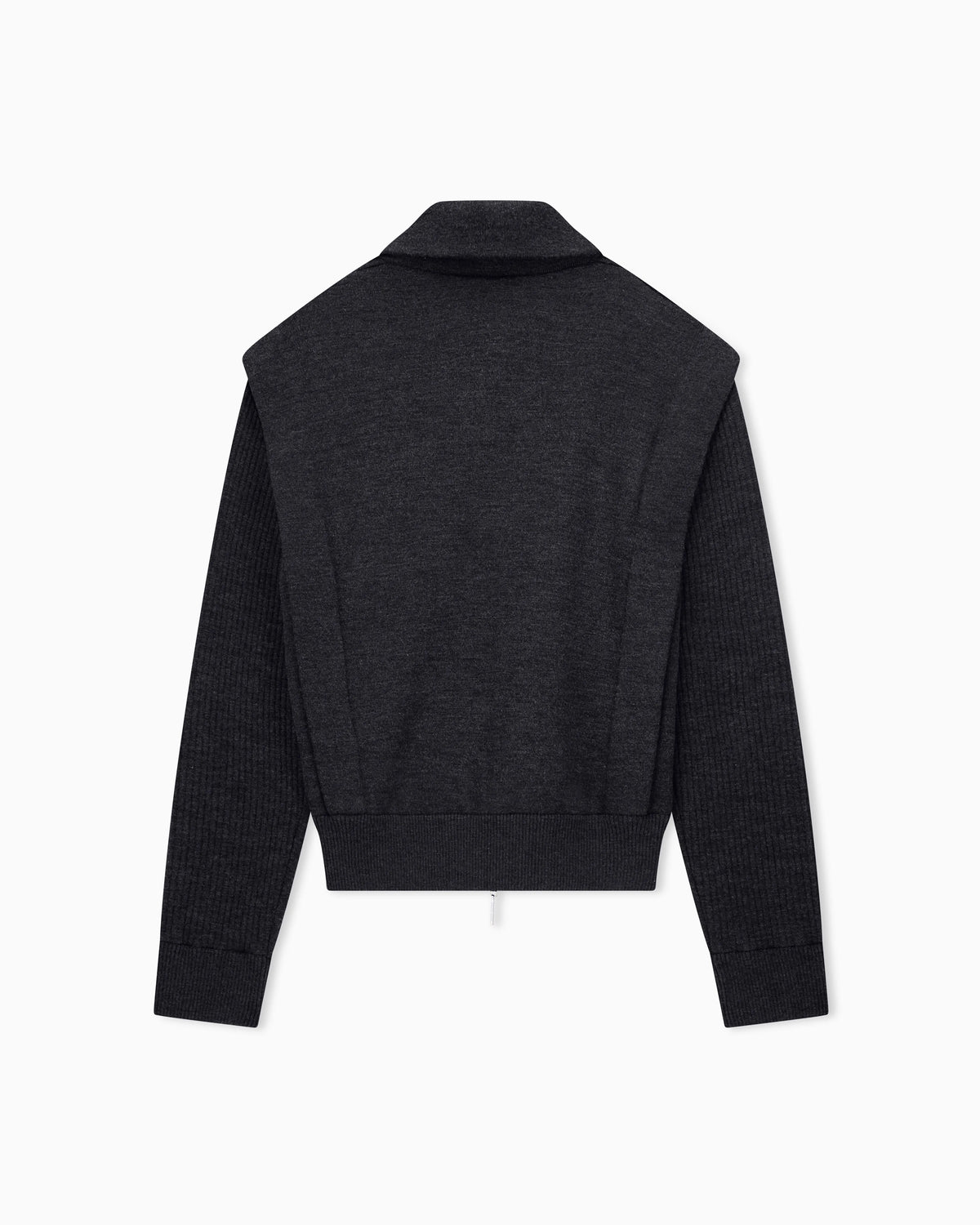 Padded blouson jacket in virgin wool with rib knit sleeves