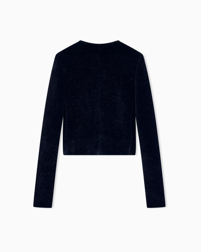 Blazer Jackets slim fit chenille crew neck metal zip