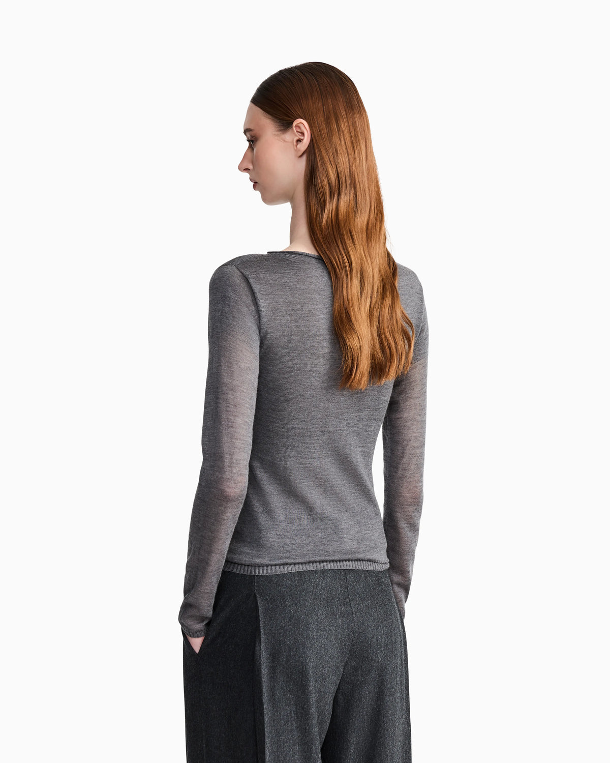 Sweater seamless cashmere round neck long sleeve
