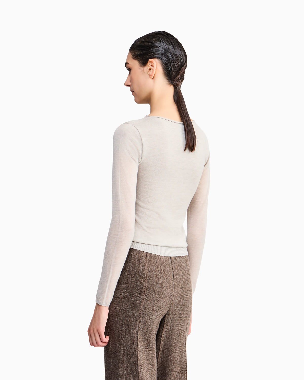 Sweater seamless cashmere round neck long sleeve