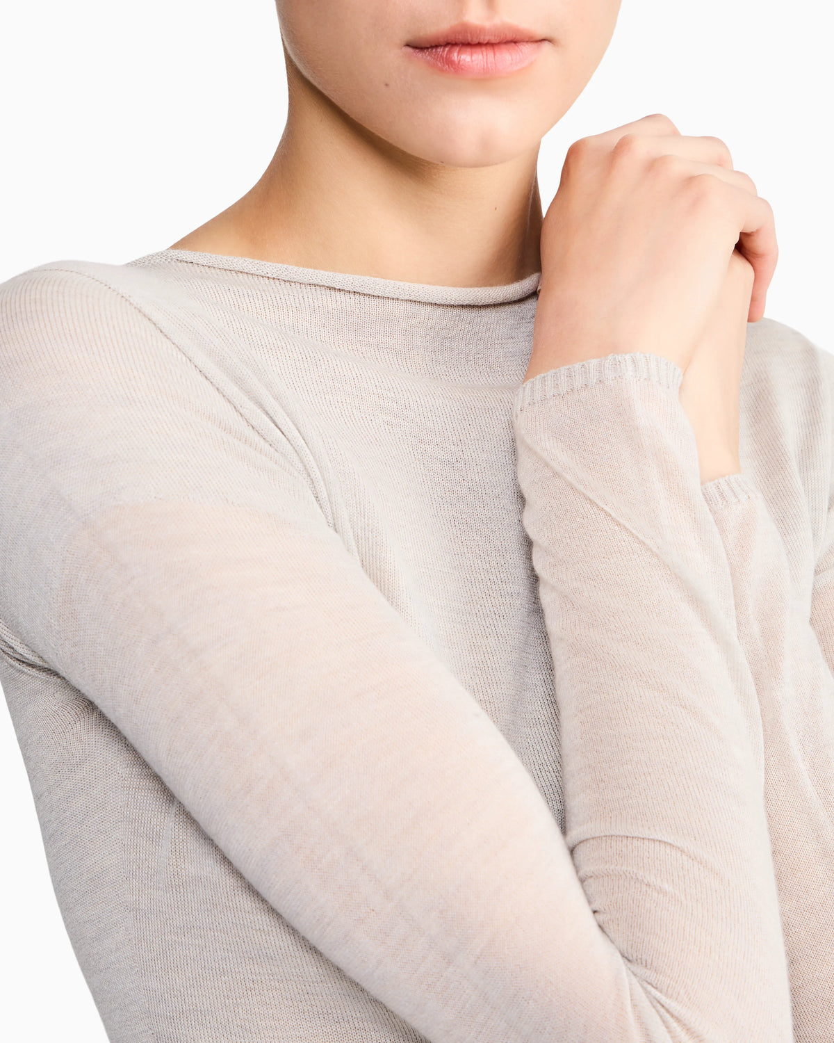 Sweater seamless cashmere round neck long sleeve