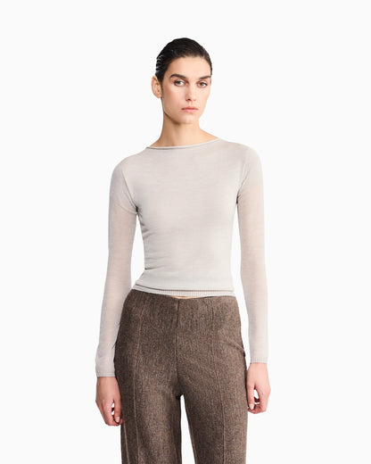 Sweater seamless cashmere round neck long sleeve
