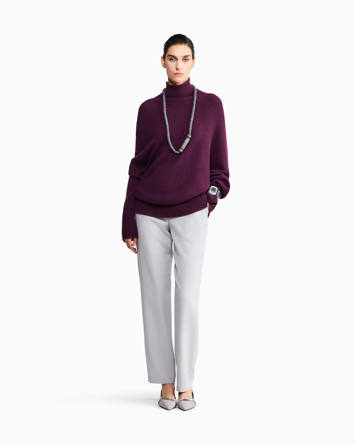 Oversized turtleneck sweater in pure cashmere jersey