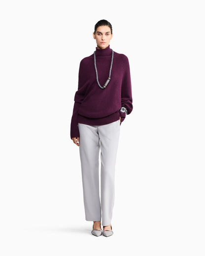 Oversized turtleneck sweater in pure cashmere jersey