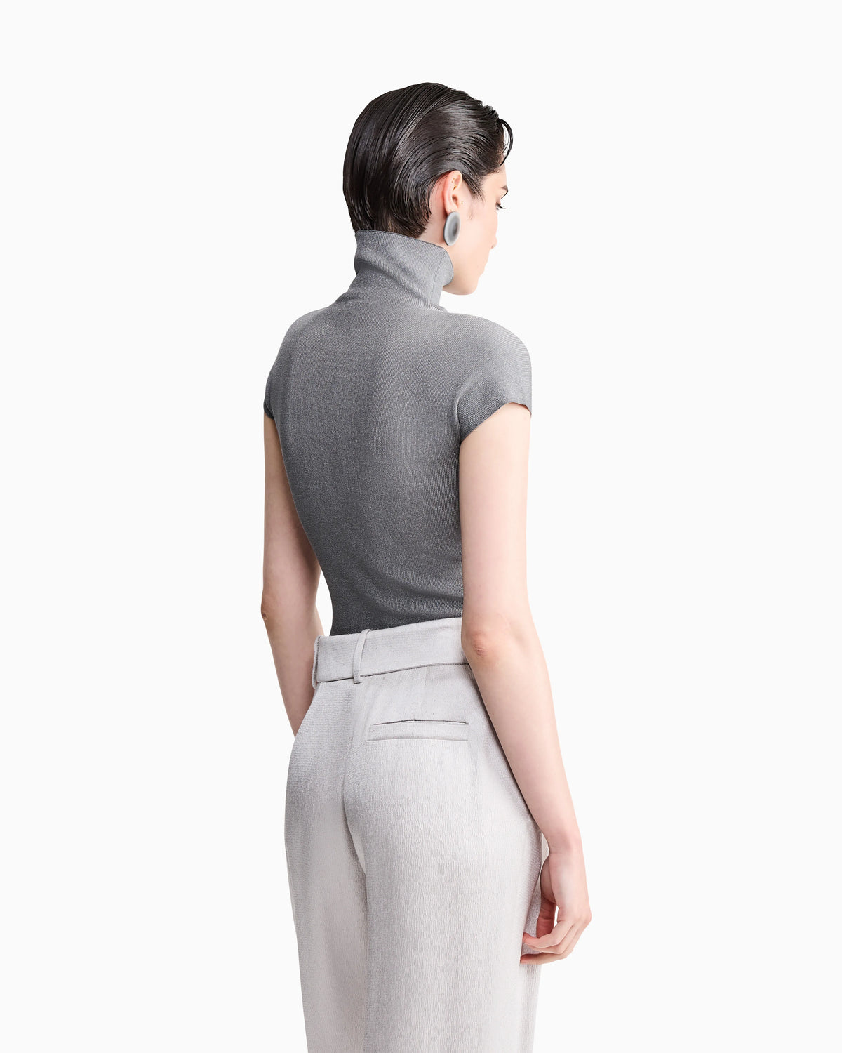 Sweater slim fit cup sleeve turtleneck English ribbed viscose