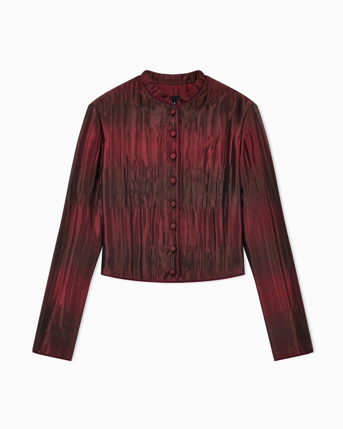 Quilted jacket with mandarin collar and covered buttons