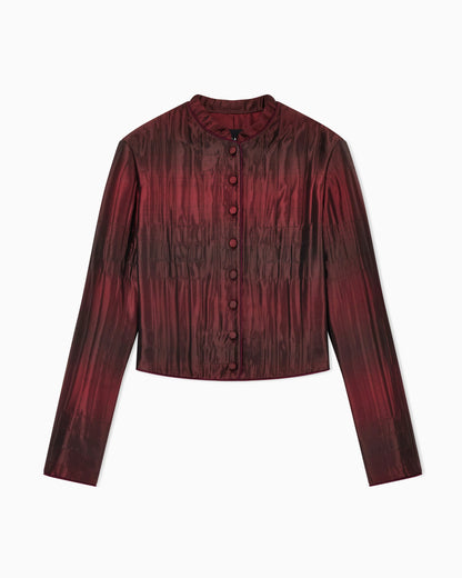 Quilted jacket with mandarin collar and covered buttons