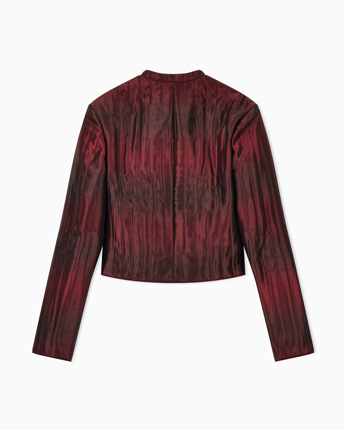 Quilted jacket with mandarin collar and covered buttons