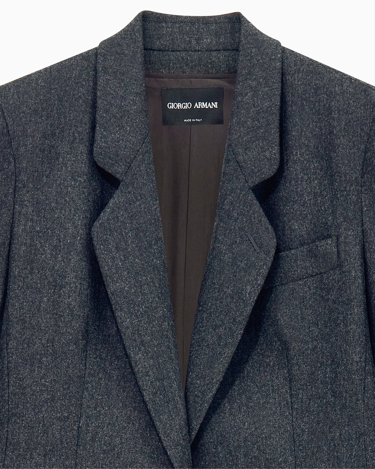 Single-breasted jacket in wool and cashmere flannel