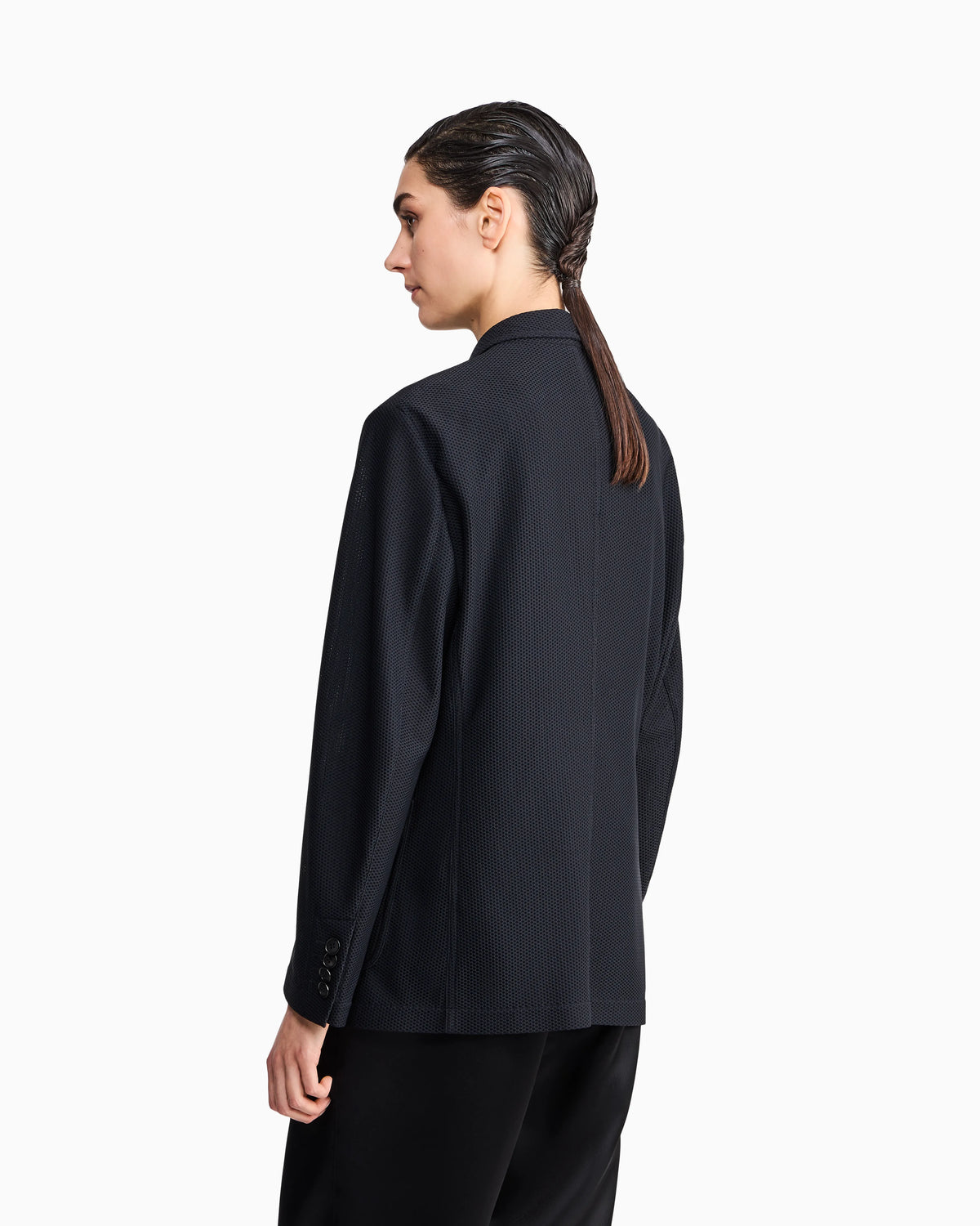 Single-breasted jacket in embossed mesh