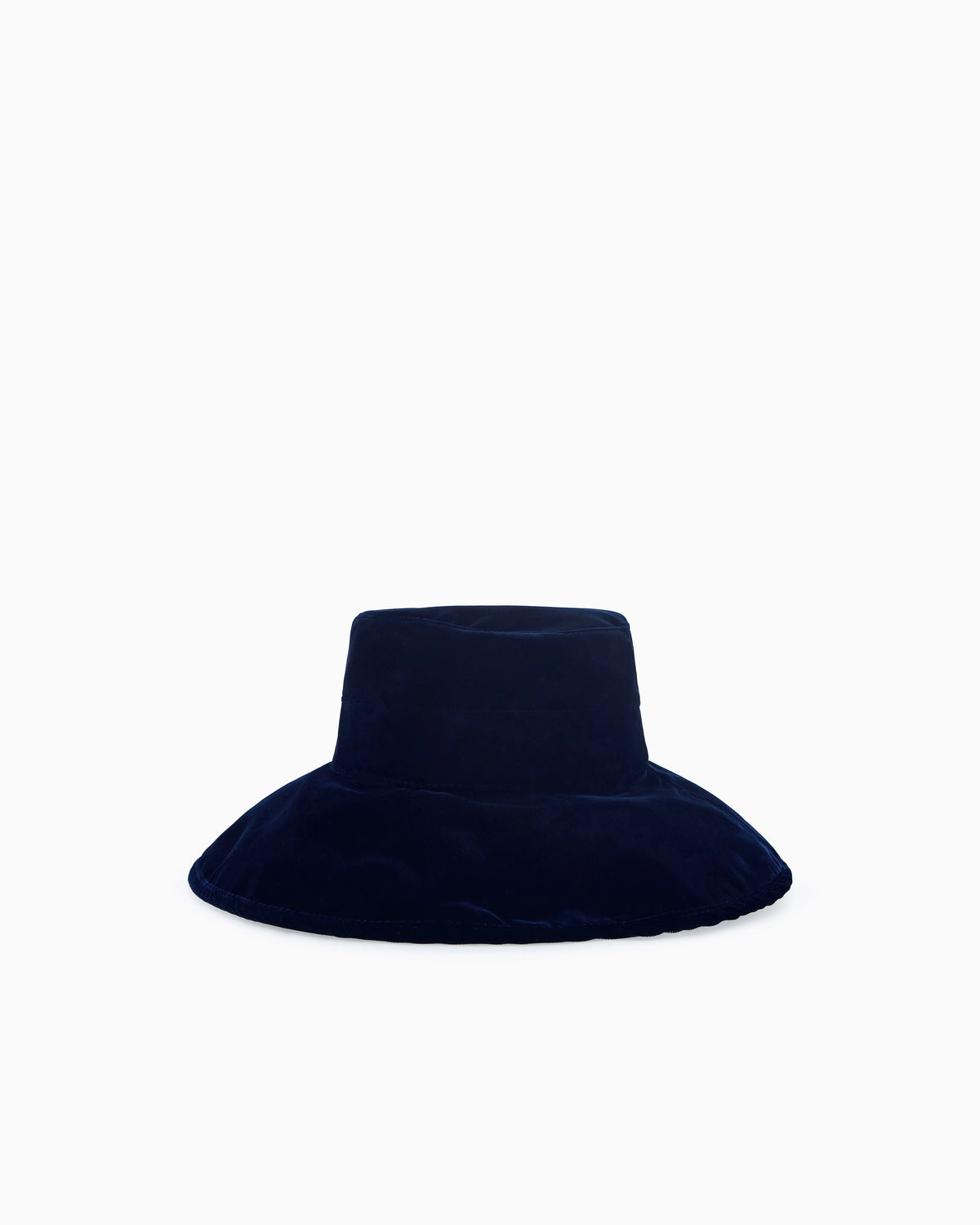 Wide-brimmed hat in viscose and silk velvet
