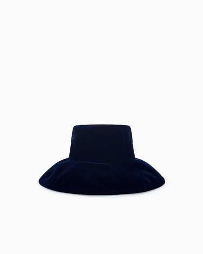 Wide-brimmed hat in viscose and silk velvet