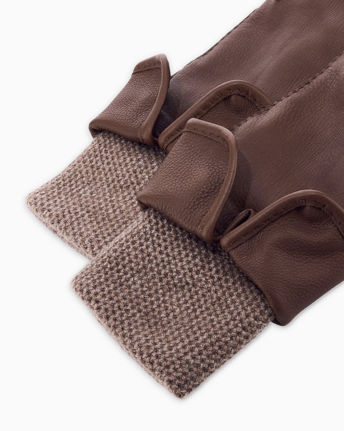 Leather gloves with cashmere trim and lining