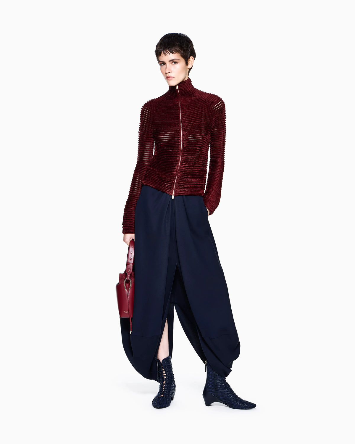 Ottoman jacket slim with seamless kimono sleeves and zip
