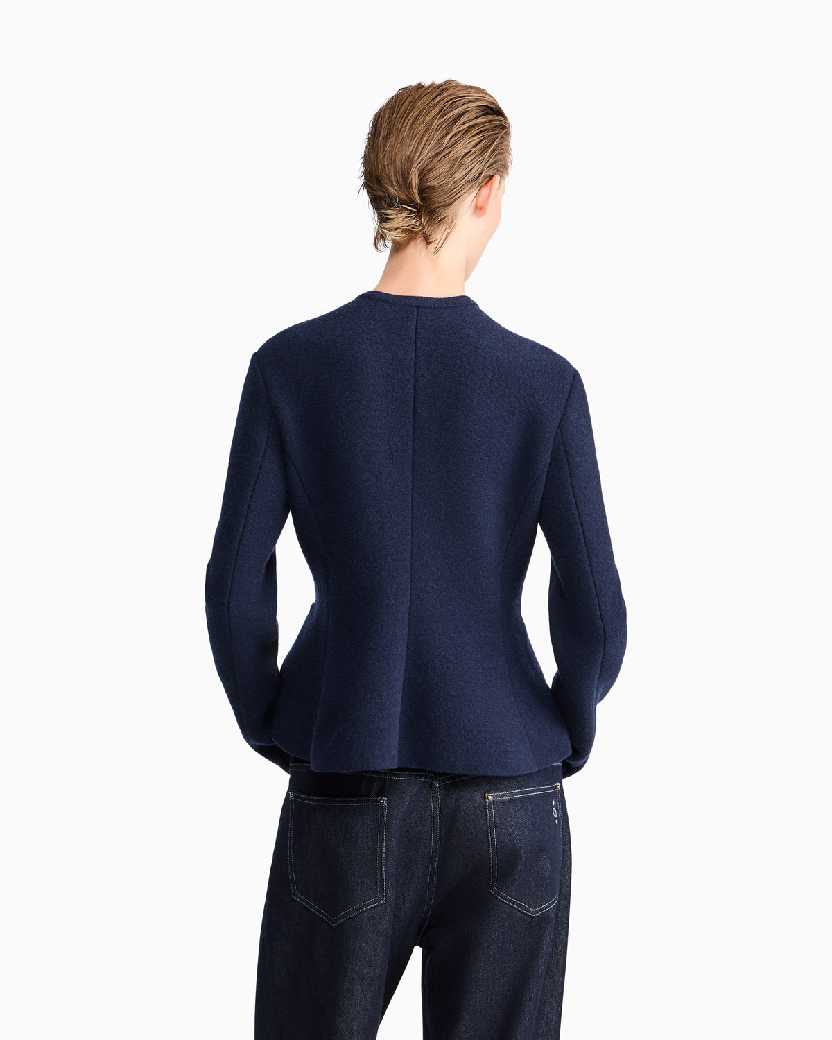 Blazer Jackets slim crew neck in virgin wool cashmere