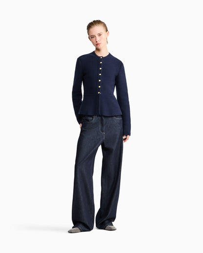 Blazer Jackets slim crew neck in virgin wool cashmere