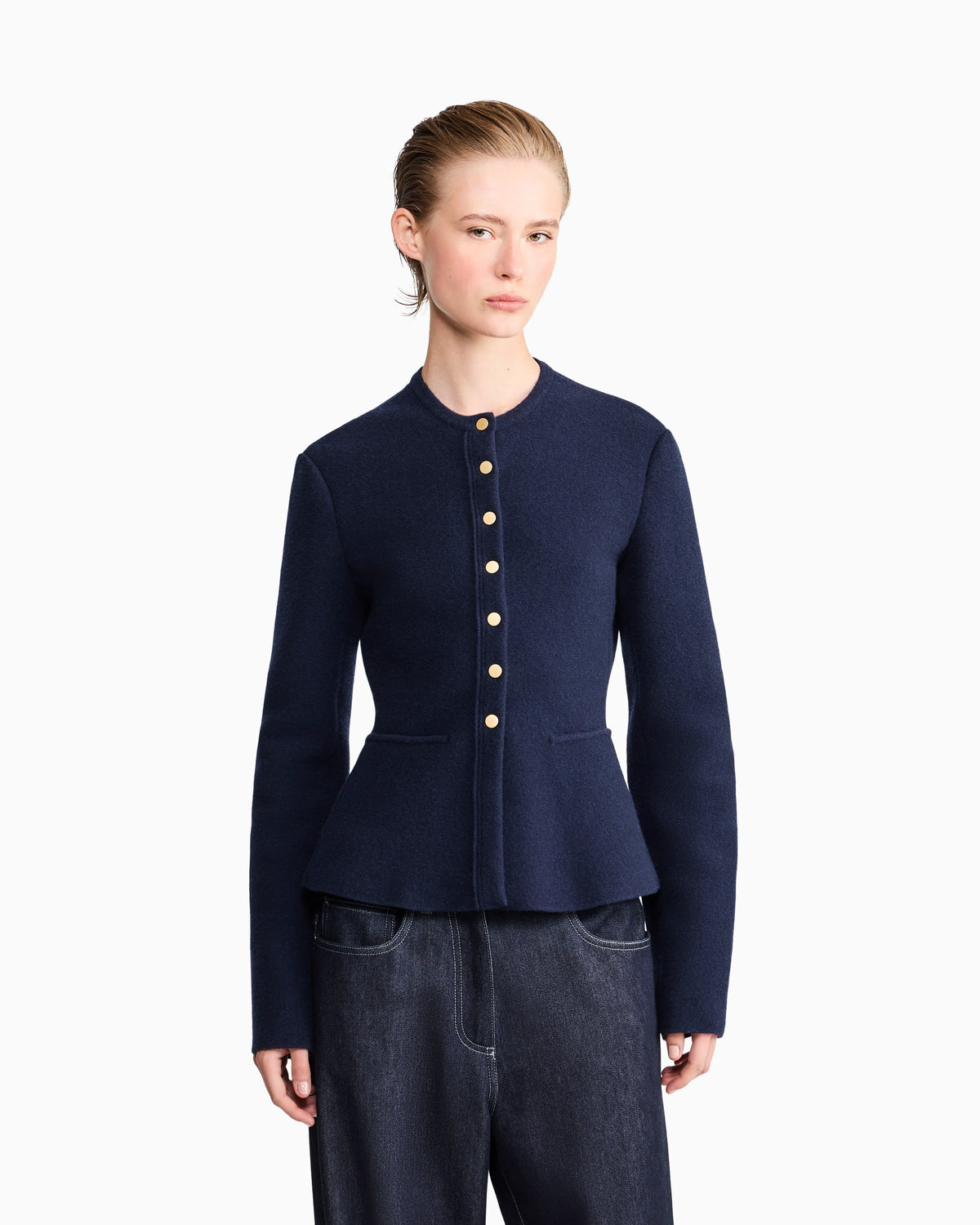 Blazer Jackets slim crew neck in virgin wool cashmere